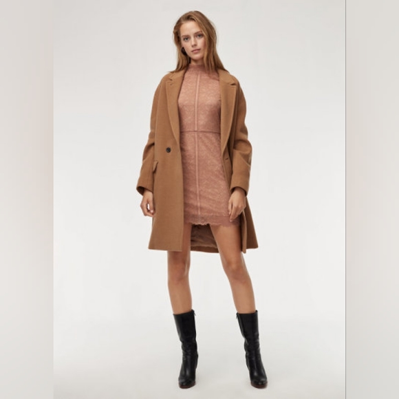 Aritzia Wilfred Janvry Lace Long Sleeve Mini Dress Nude Size 6 - Picture 2 of 5